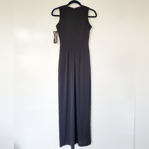 NWT Jessica Howard Evenings Black Formal Sleeveless Maxi Slit Dress Size 4 - Picture 3 of 8